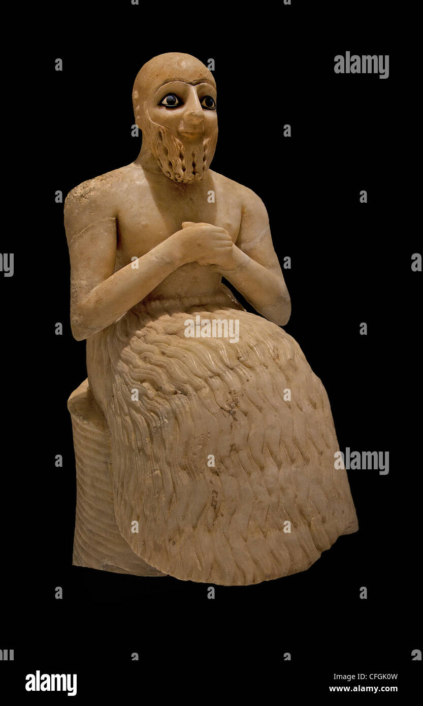 Ebih Il soprintendente di Mari medio Eufrate tempio di Ishtar 2400 BC Early Dynastic Dillo ad Hariri in Siria Mesopotamia Foto Stock