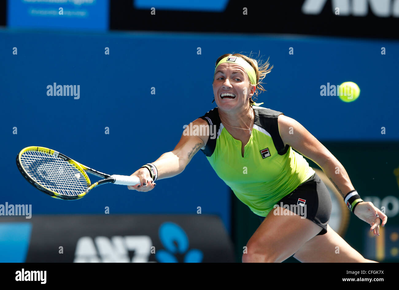 Svetlana Kuznetsova (RUS) presso l'Australian Open 2012, ITF Grand Slam torneo di tennis, Melbourne Park,l'Australia. Foto Stock