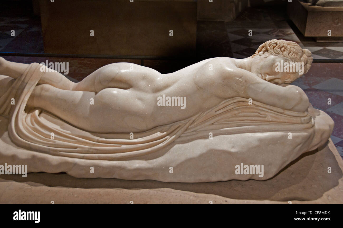 Sleeping Hermaphroditus 2 cent annuncio copia romana di età ellenistica originale greco 2 cent BC Foto Stock