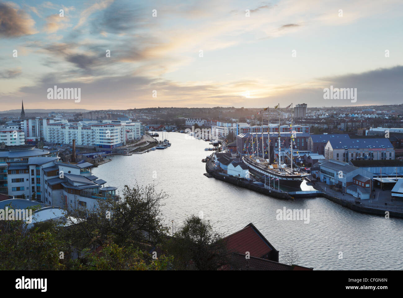Bristol Floating Harbour e la SS Gran Bretagna. Bristol. In Inghilterra. Regno Unito. Foto Stock