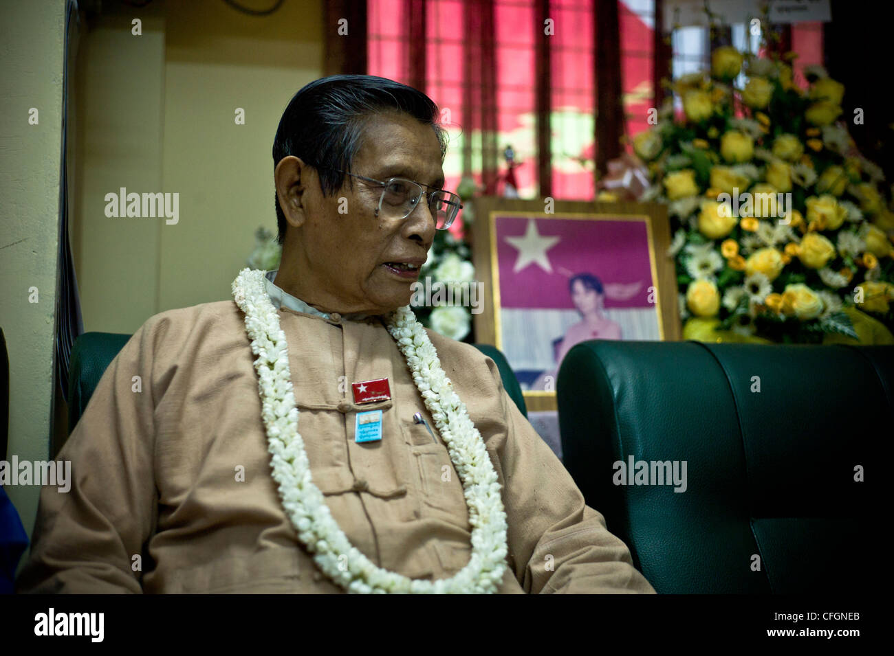 U Tin Oo, ex Vice Presidente della Birmania, la Lega nazionale per la democrazia Foto Stock