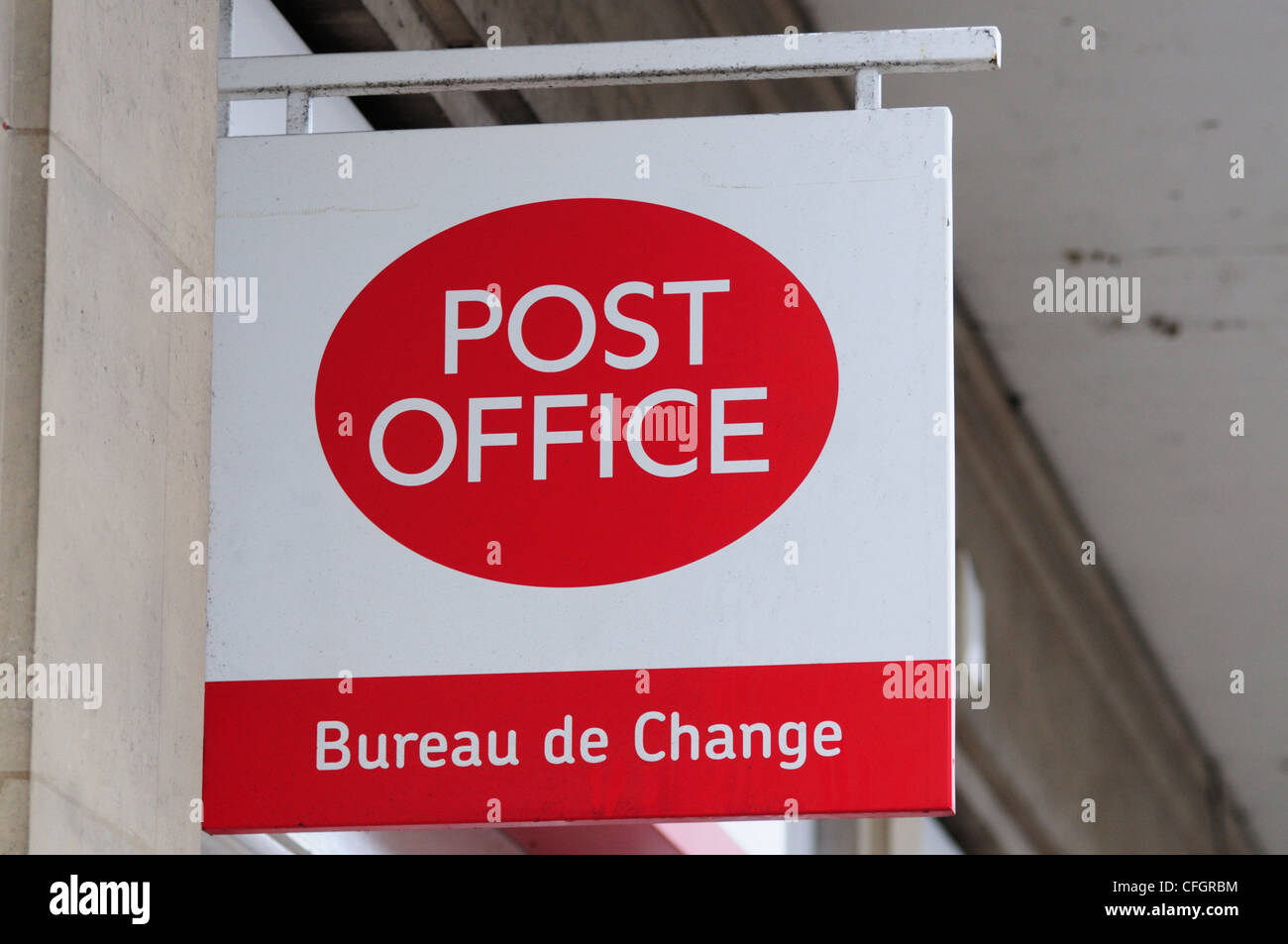 Post Office Bureau de cambia segno, Cambridge, Inghilterra, Regno Unito Foto Stock
