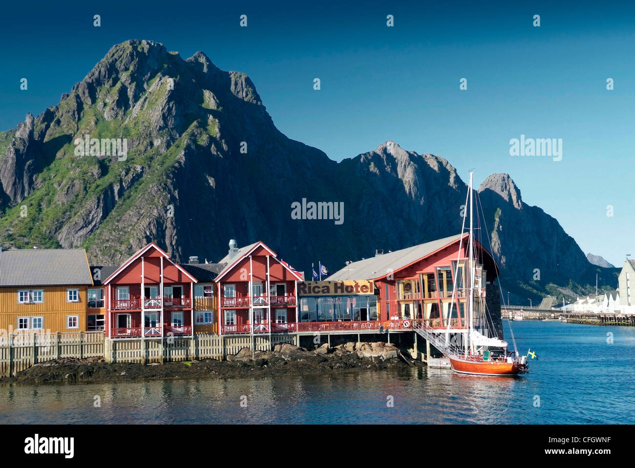 Norvegia Isole Lofoten Svolvaer - isola di capitale del gruppo. - RICA HOTEL e case hoiiday Foto Stock