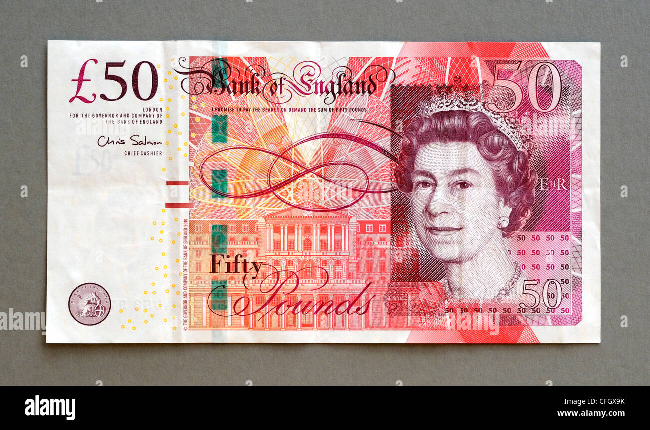 Gran Bretagna UK 50 cinquanta Pound Bank nota. Foto Stock