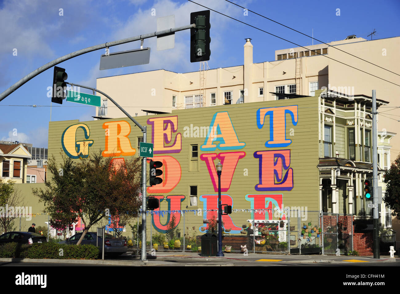 Grande Avventura di pittura murale, missione Quartiere San Francisco CA Foto Stock