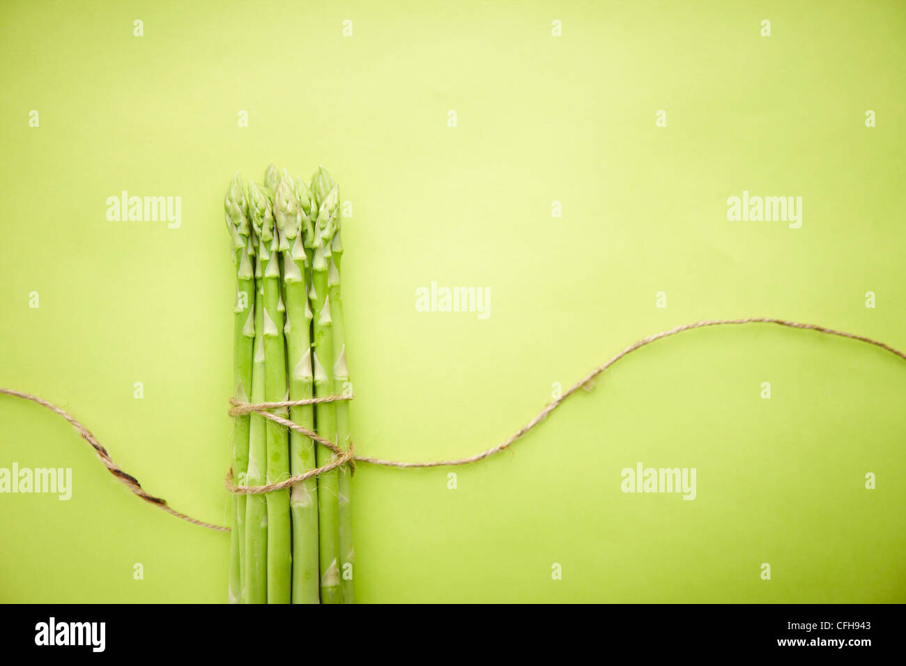 Gli asparagi verdi legato con la stringa Foto Stock