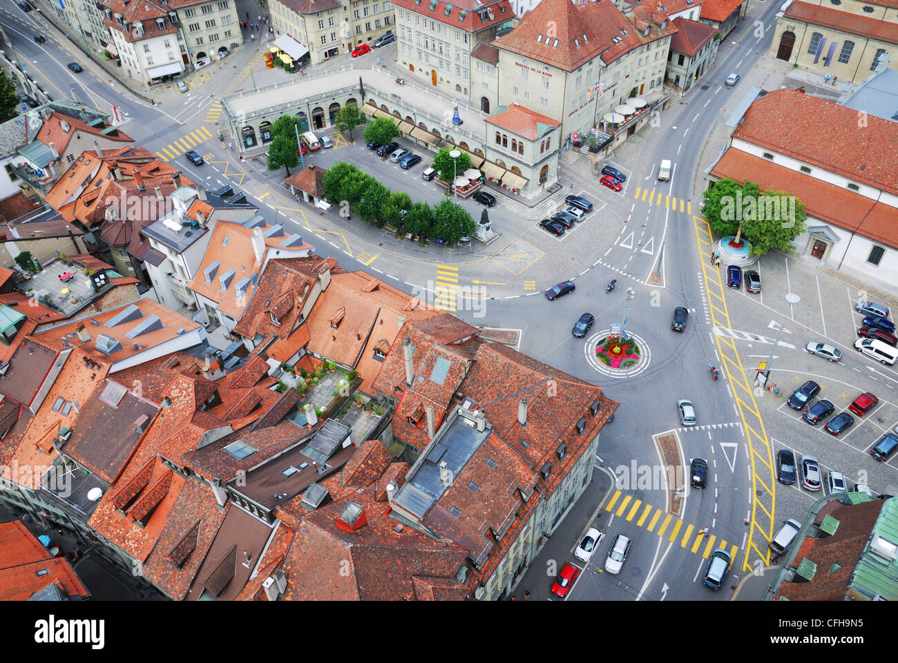 Città vecchia di Friburgo dall'alto. Foto Stock