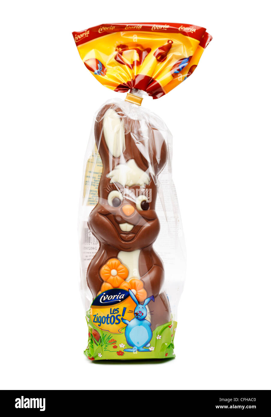 Cioccolato francese coniglietto di Pasqua in involucro Foto Stock