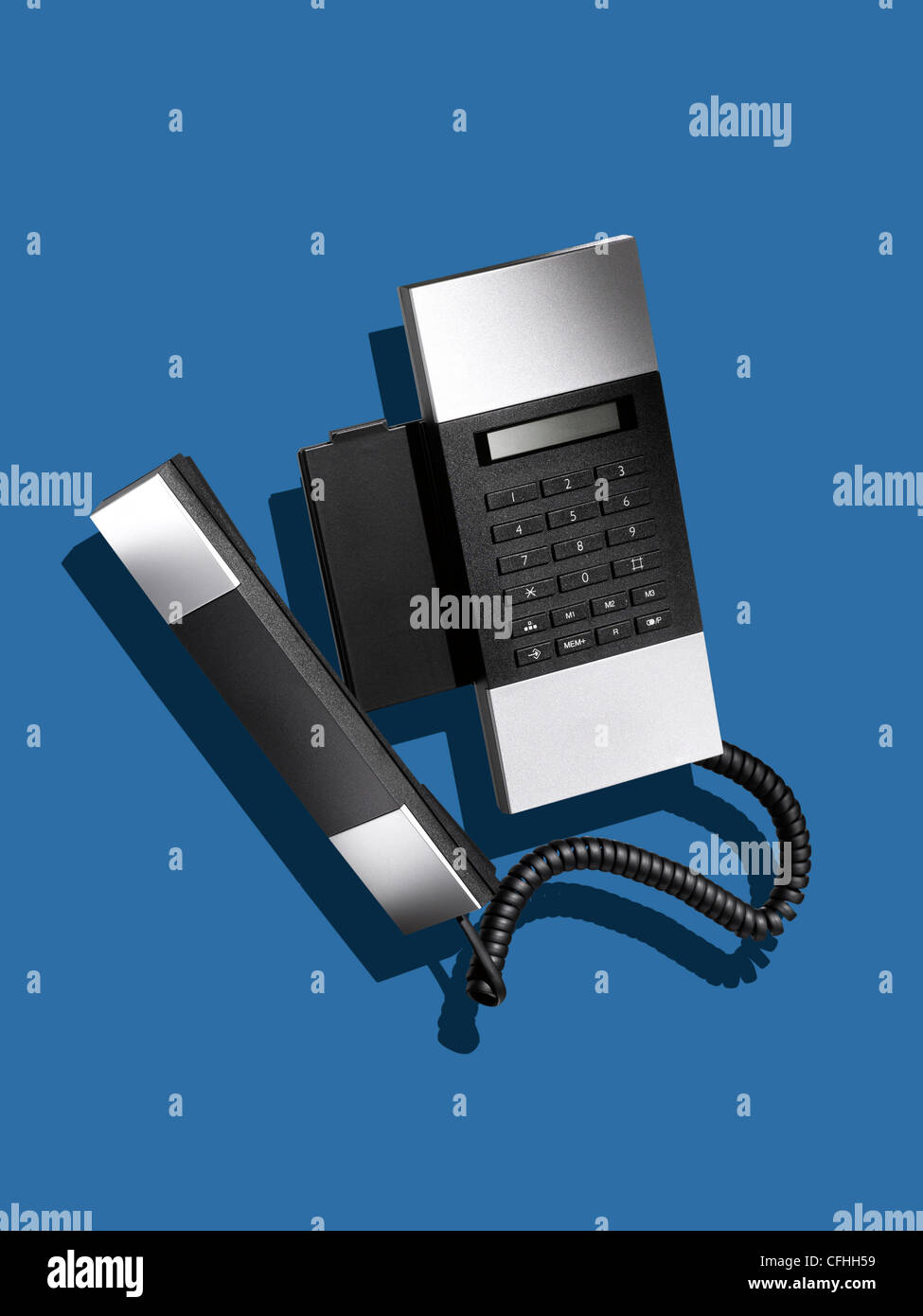Un moderno ed elegante telefono di linea terrestre Foto Stock