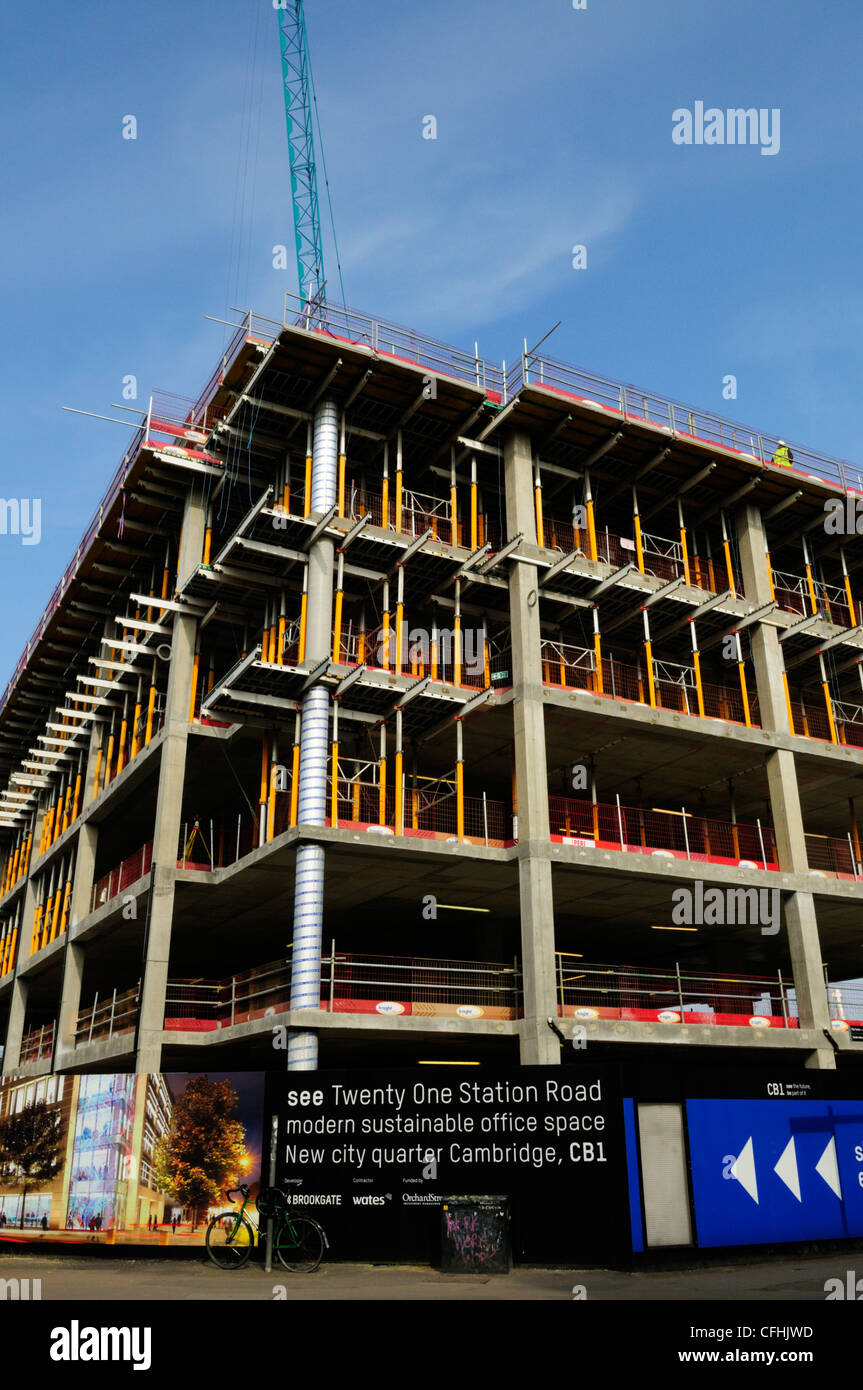 Nuovo Spazio Office Building Site, Station Road, Cambridge, Inghilterra, Regno Unito Foto Stock
