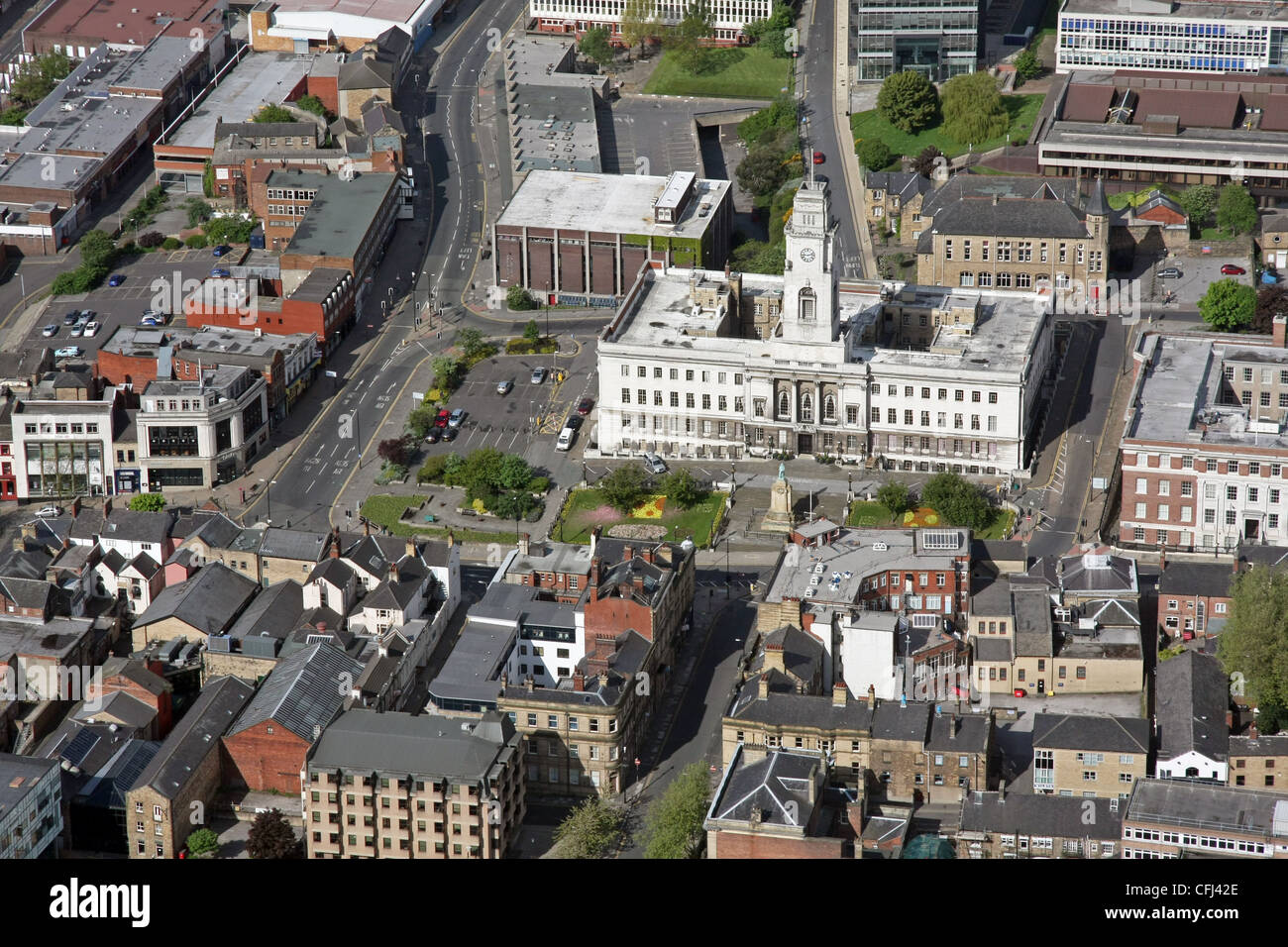 Vista aerea di Barnsley Town Hall, South Yorkshire Foto Stock