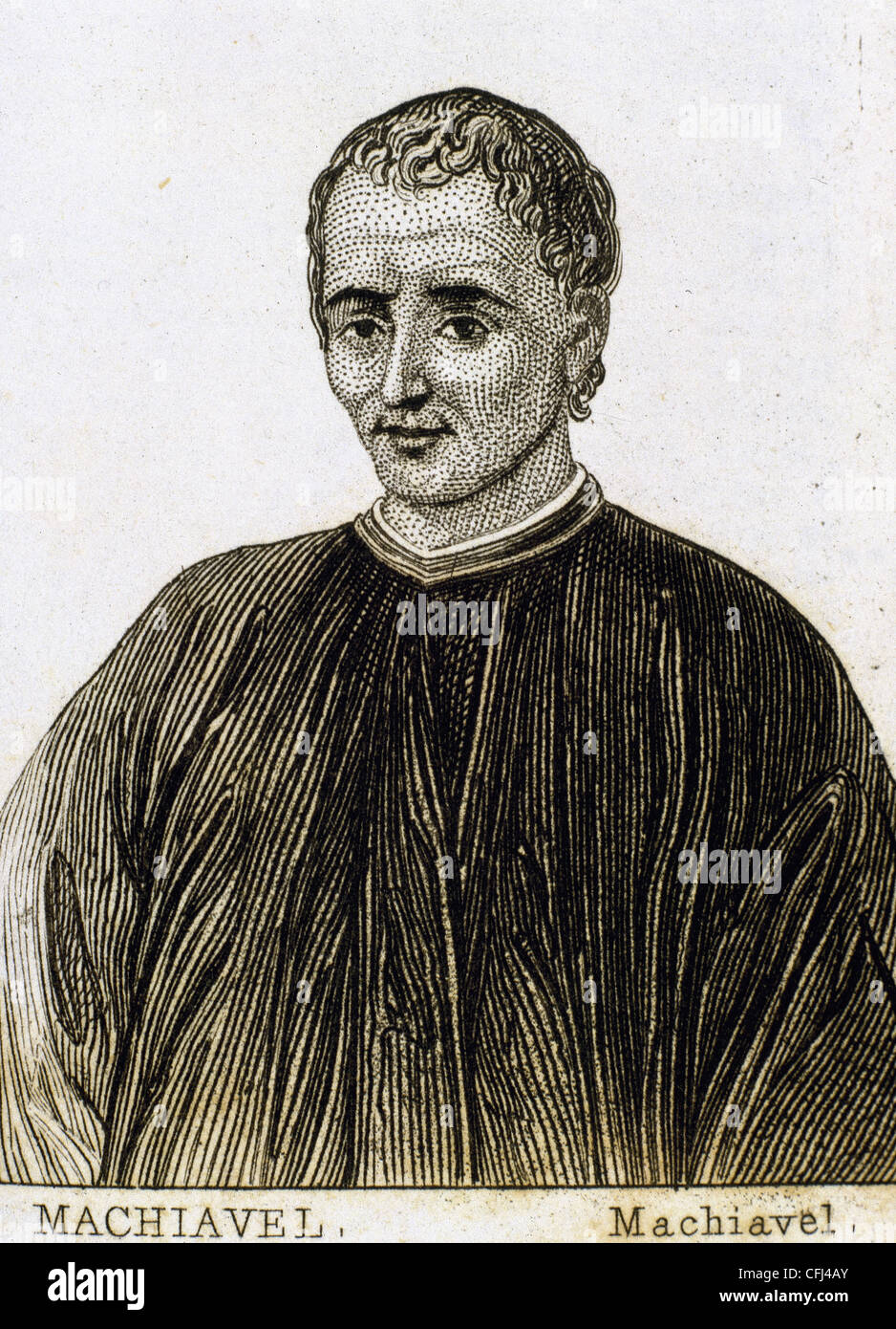 Niccolò Machiavelli (1469-1527). Umanista italiano e scrittore. Incisione. Foto Stock