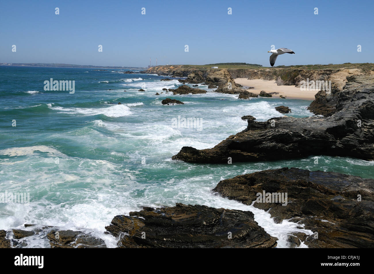 Spiaggia .PORTO COVO. Sines consiglio.Regione Alentejo in Portogallo. Foto Stock