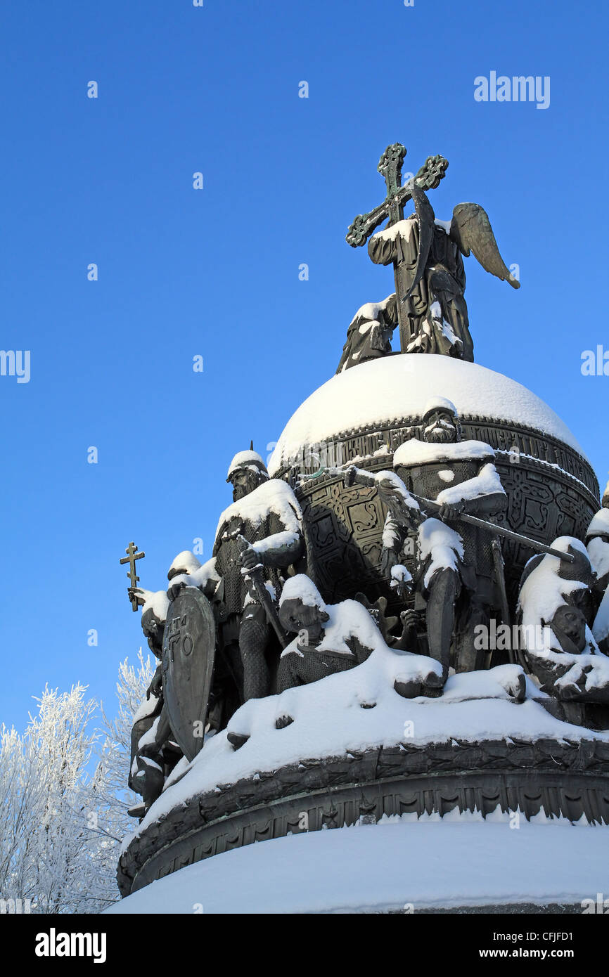Monumento del millennio in Russia nel grande Novgorod Foto Stock