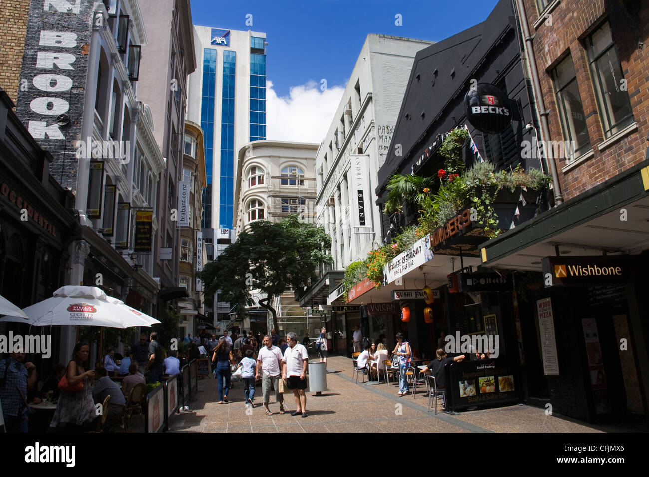 Ristorante giapponese su Vulcan Lane, Central Business District, Queen Street, Auckland, Isola del nord, Nuova Zelanda, Pacific Foto Stock