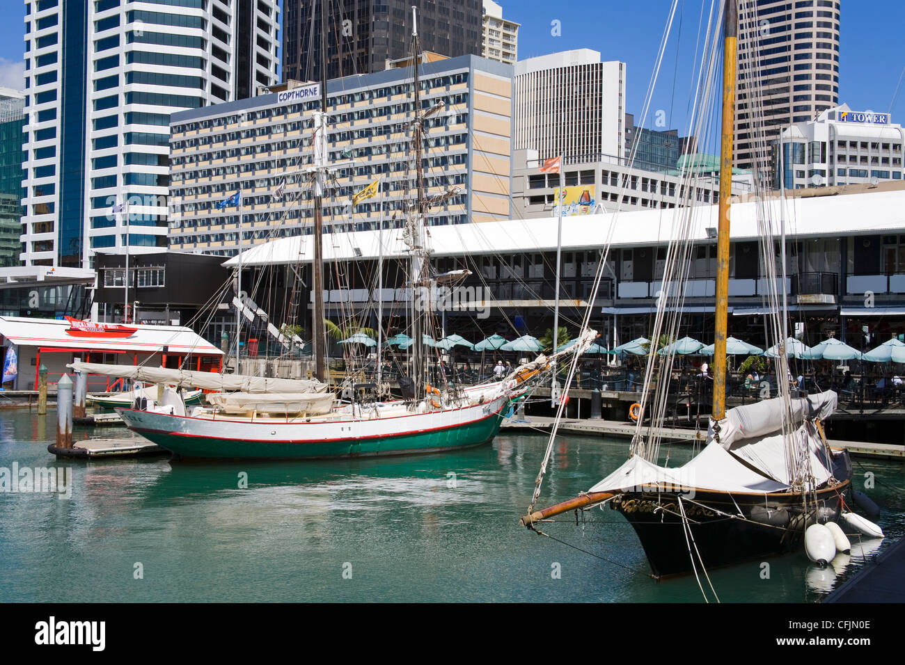 Princes Wharf, il quartiere centrale degli affari di Auckland, Isola del nord, Nuova Zelanda, Pacific Foto Stock