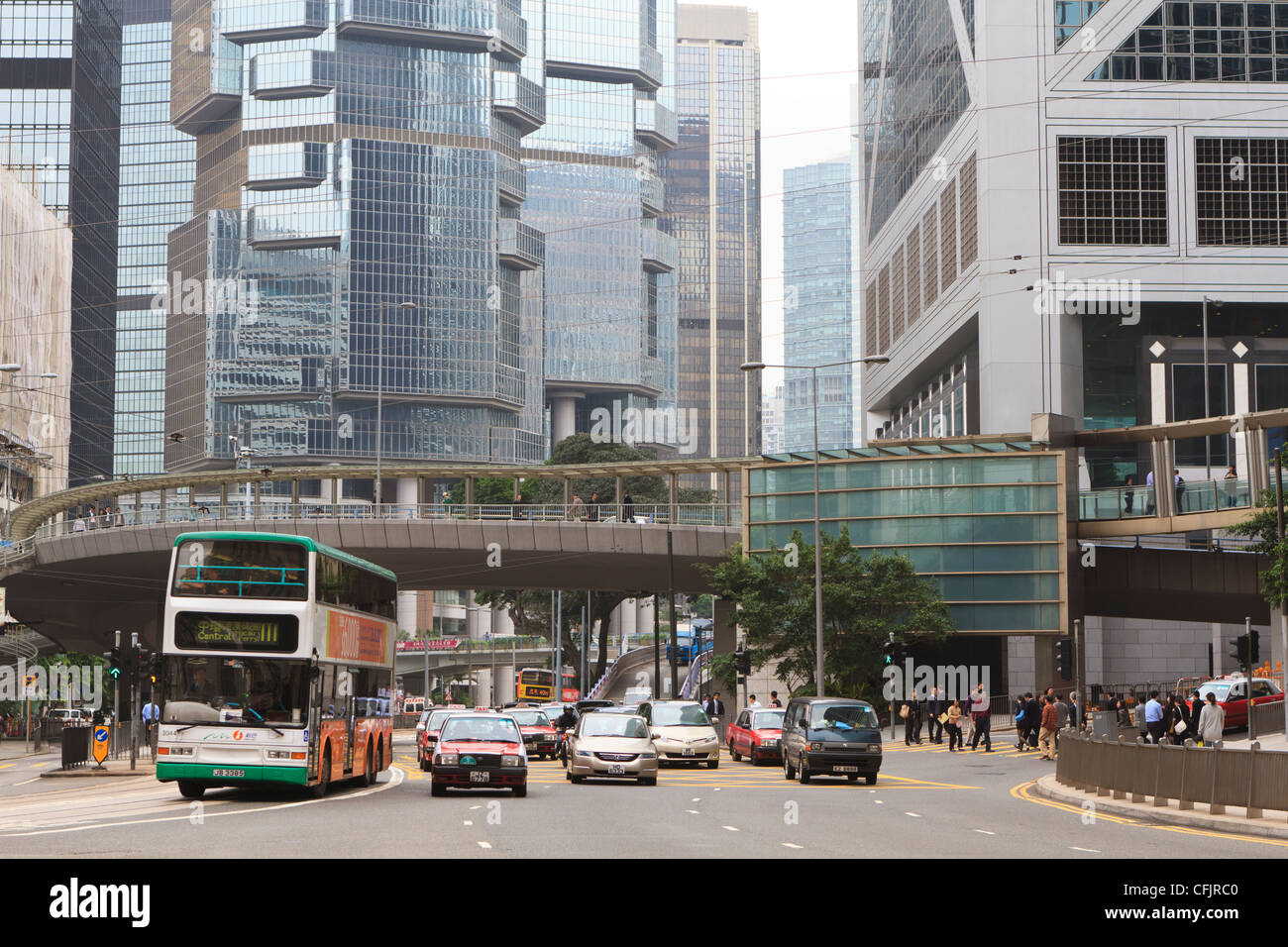 Scena di strada in centrale, Isola di Hong Kong, Hong Kong, Cina, Asia Foto Stock