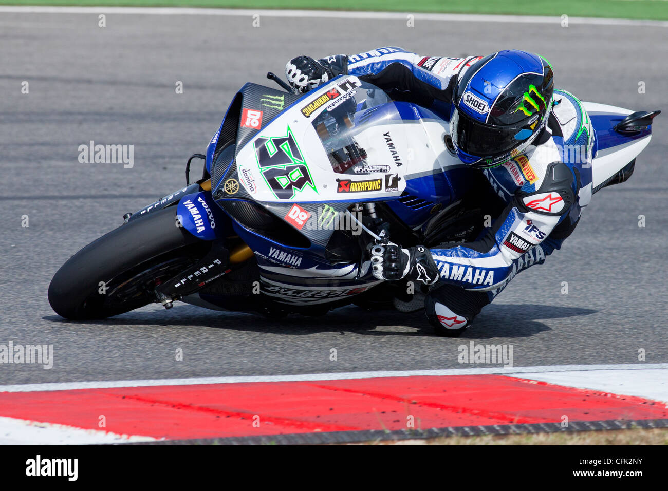 PORTIMAO, Portogallo - 16 Ottobre: un primo piano di Eugene Laverty, il secondo posto vincitore della gara di Superbike in Algarve, Portimao il 16 ottobre 2011. Foto Stock