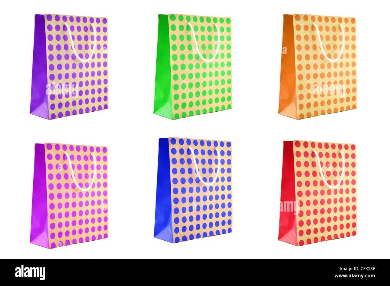 Sacchetto di carta un mix di colore, isolato Foto Stock