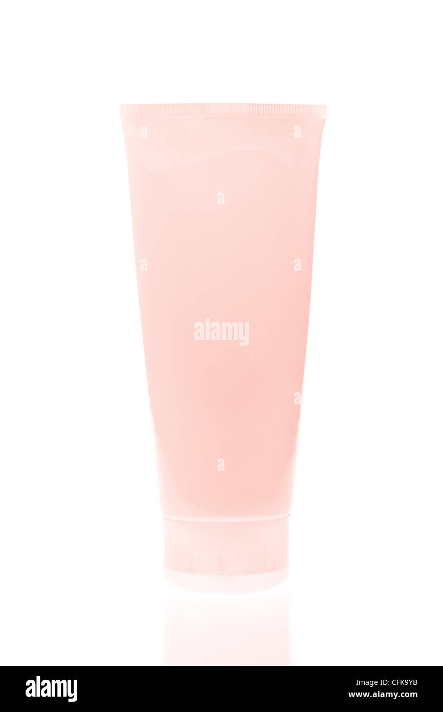 Bottiglia di cosmetici isolati su sfondo bianco Foto Stock