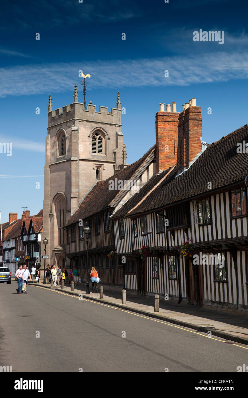 Warwickshire, Stratford on Avon, Church Street, Guild Cottage gli ospizi di carità Foto Stock