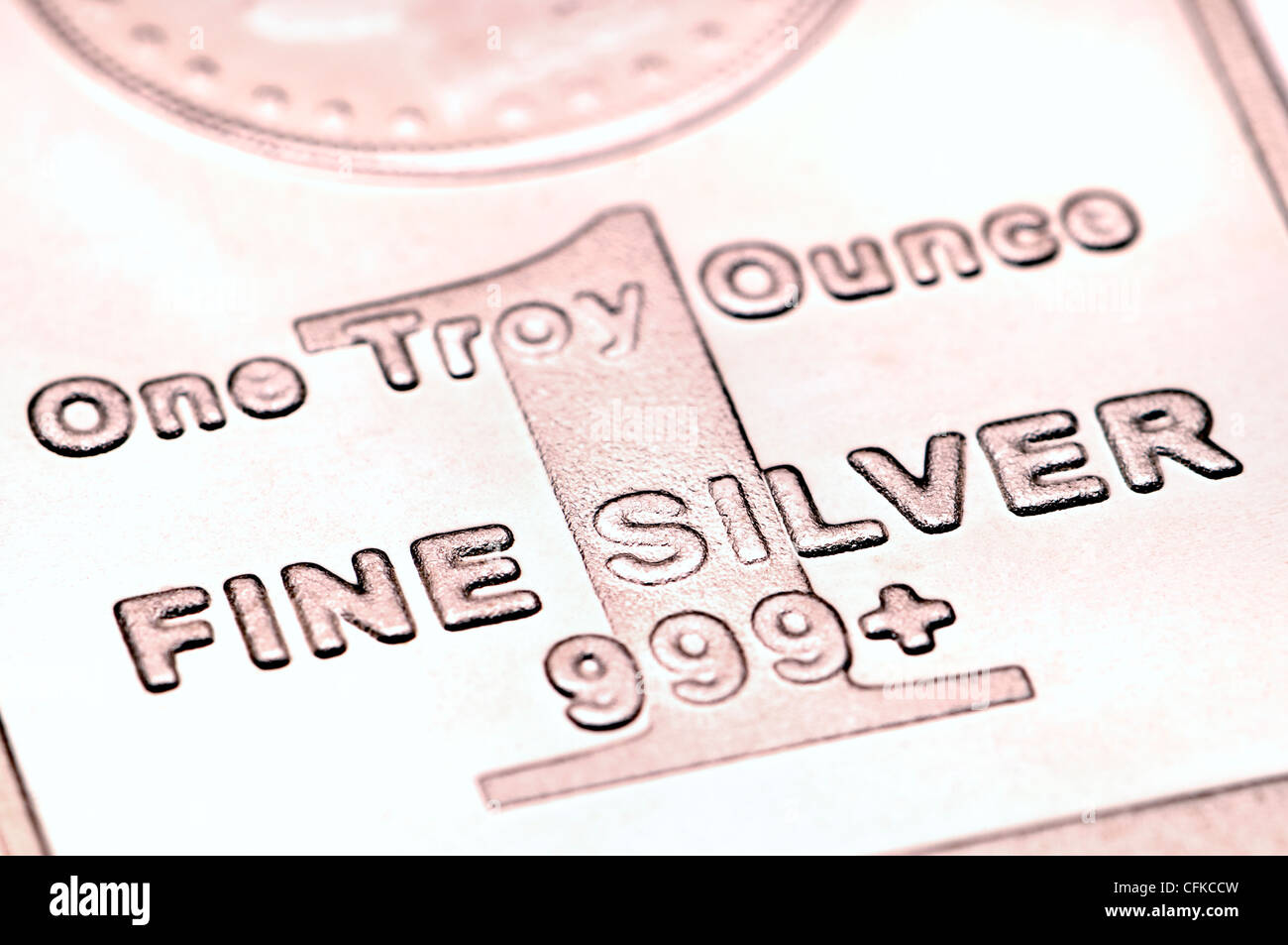 Silver bullion lingotto - uno oncia troy Foto Stock