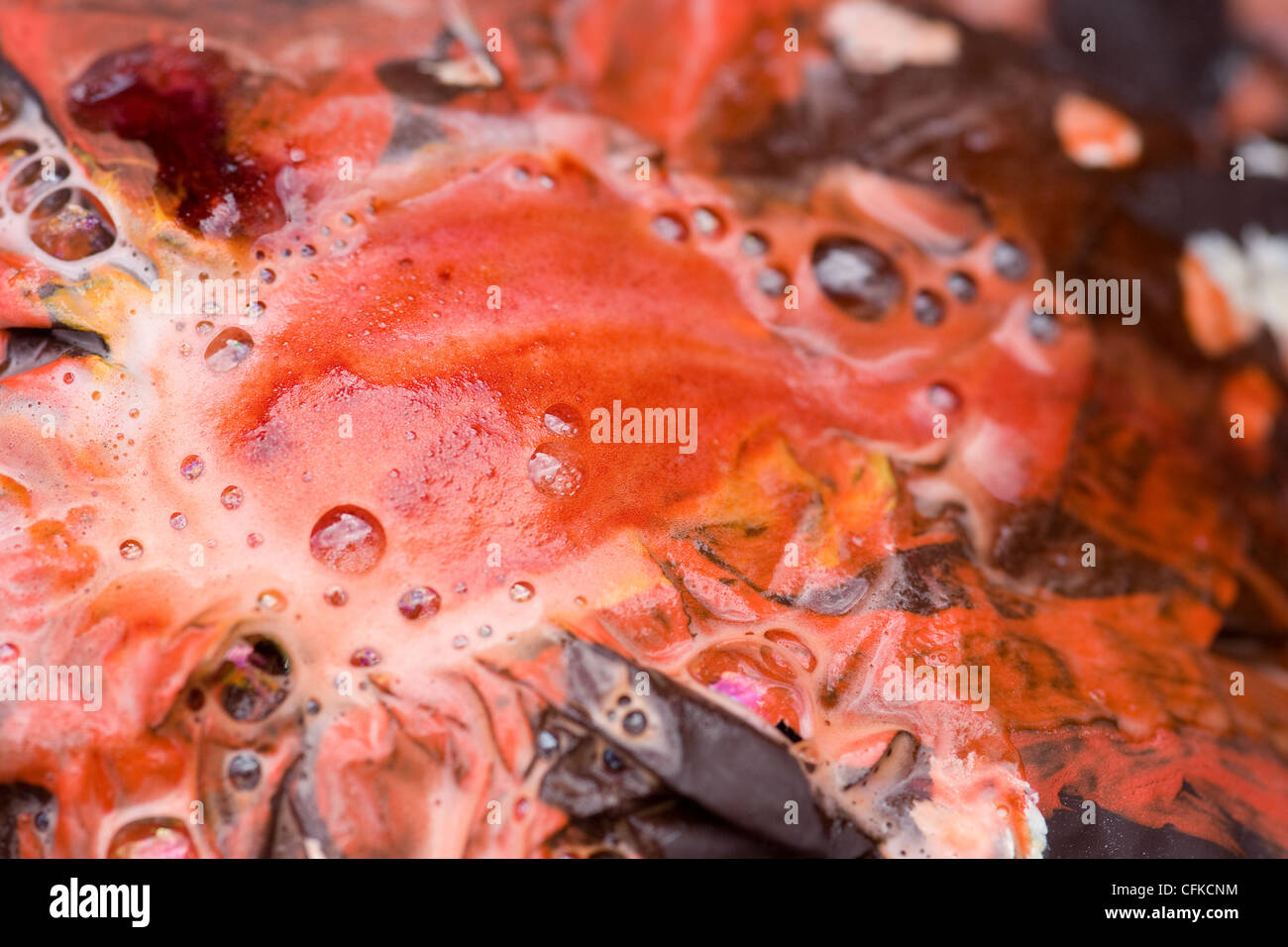 La Lava di bicarbonato di soda, vineger e colorante alimentare vulcano, texture di sfondo Foto Stock