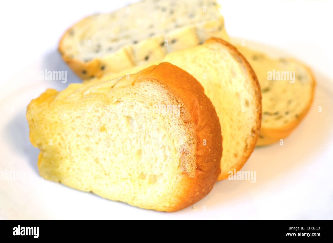 Il burro fette di torta e pane con sesamo Foto Stock