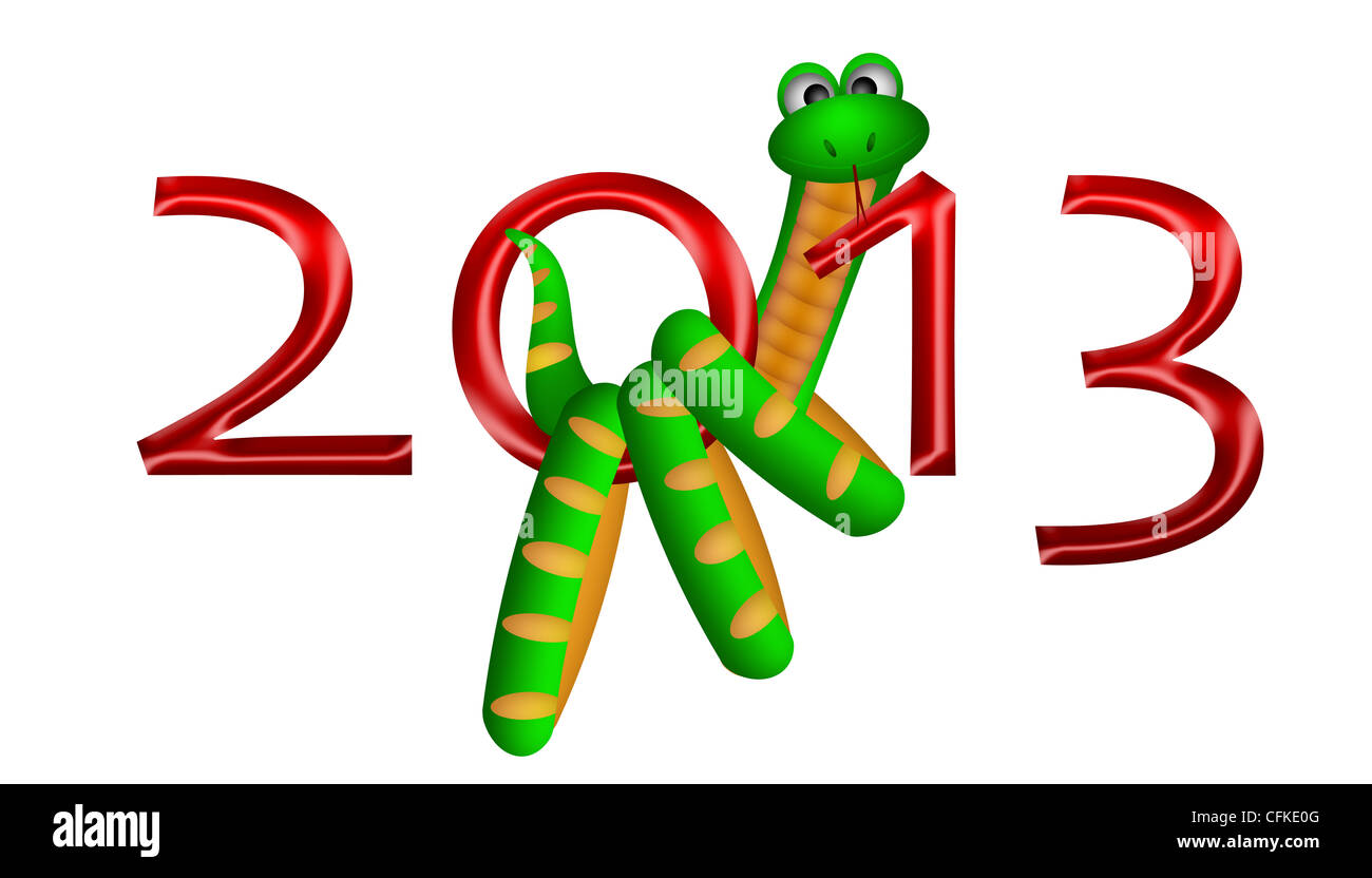 2013 Lunar nuovo anno cinese del serpente illustrazione isolati su sfondo bianco Foto Stock