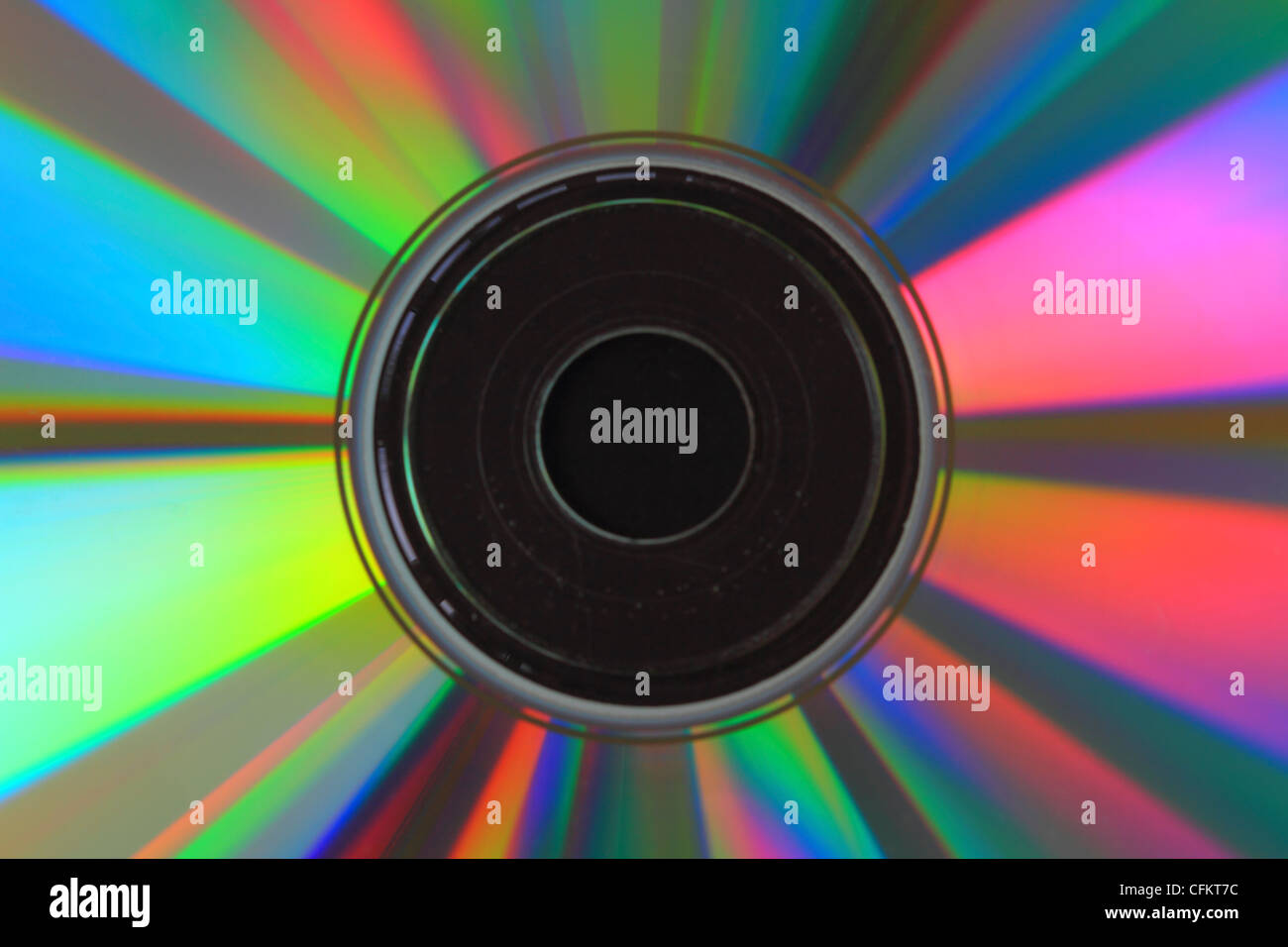 Foto macro di compact disc con luci mutlicolored Foto Stock