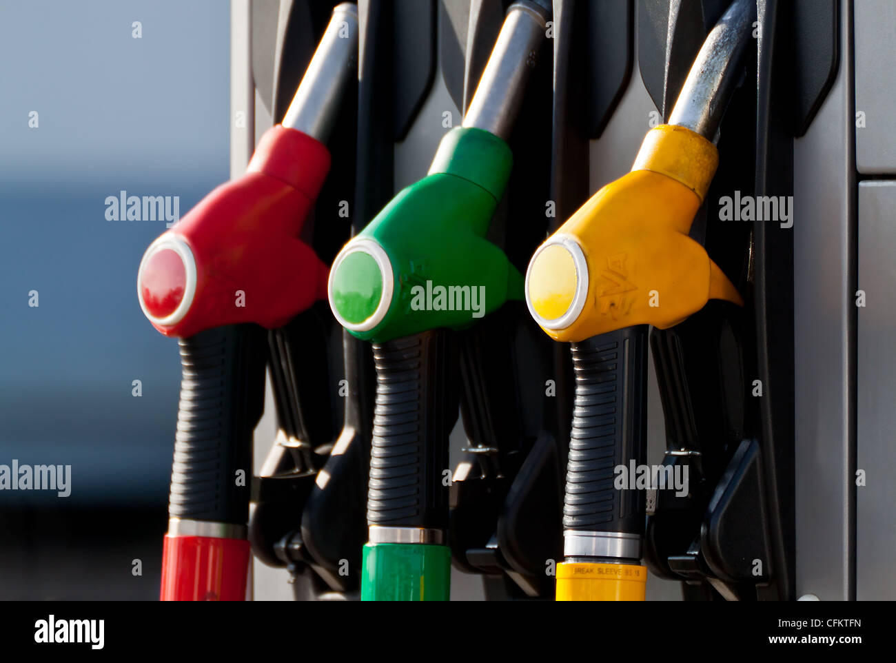 Dettaglio Della Pompa Benzina Giallo I Colori Verde E Rosso