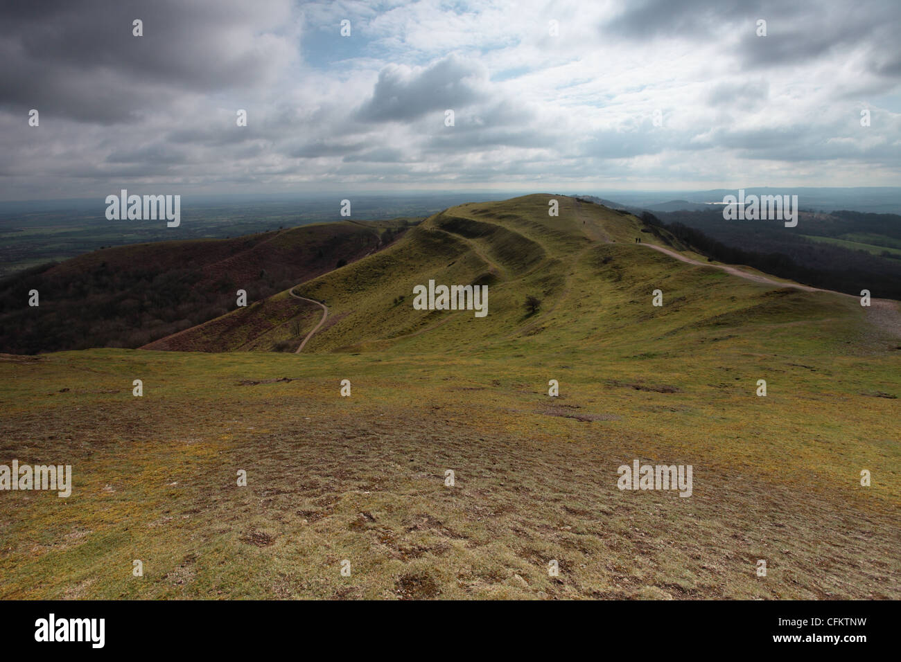 Vista verso sud dalla British Vertice di Camp, Herefordshire Beacon, Malvern Hills, Worcs REGNO UNITO Foto Stock