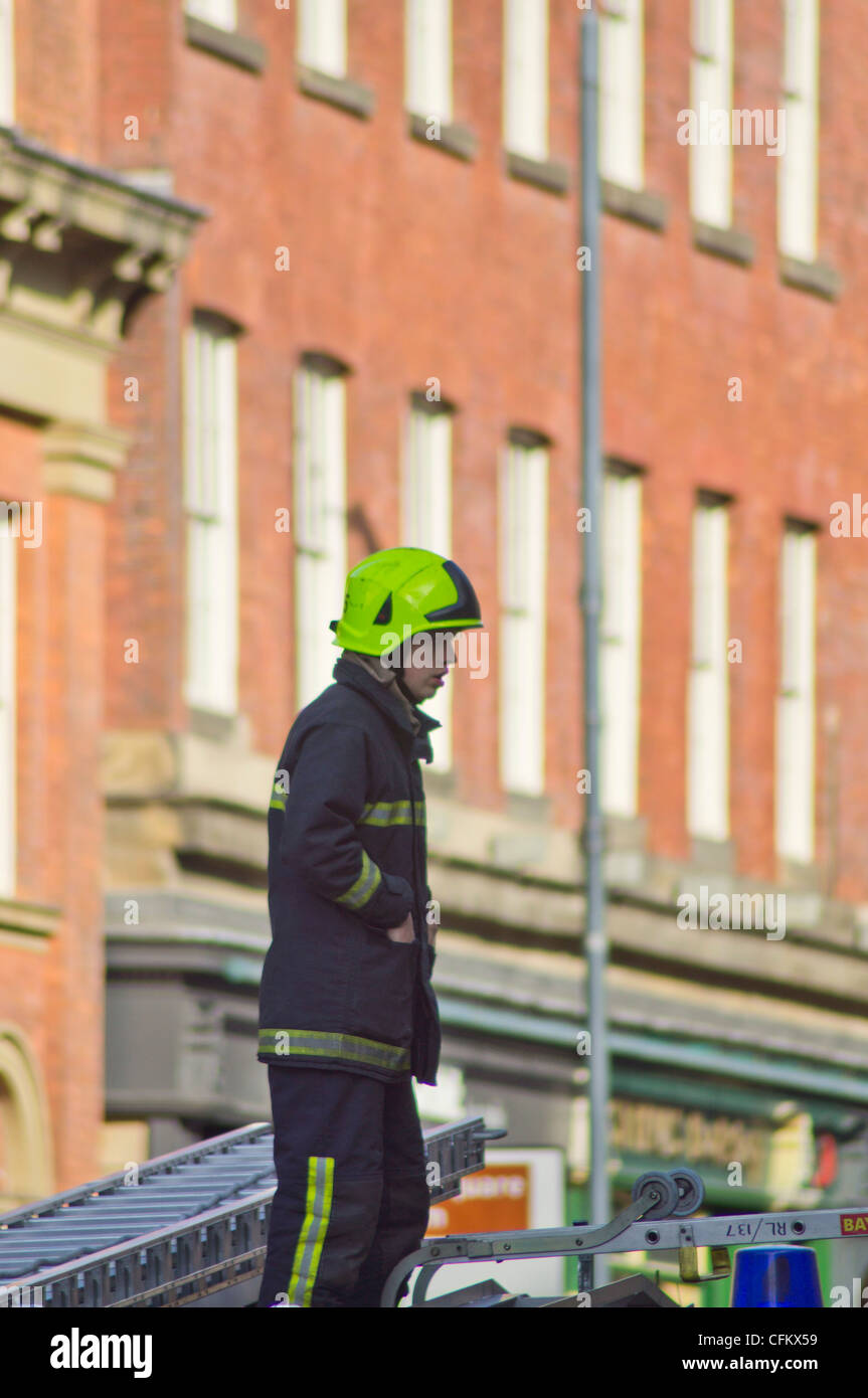 West Yorkshire servizio antincendio a una catastrofe esercitazione in Leeds City Centre Foto Stock