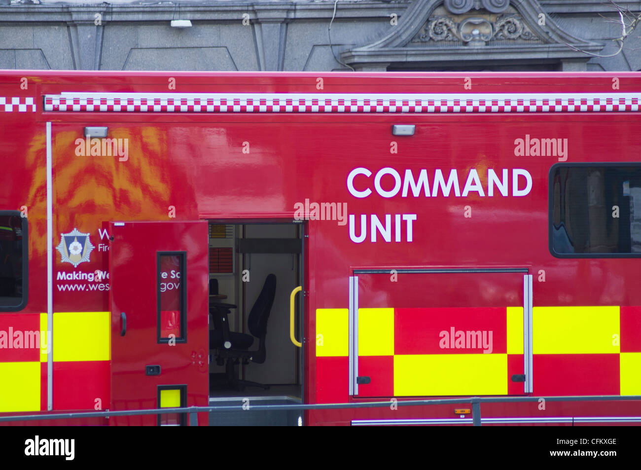 West Yorkshire servizio antincendio a una catastrofe esercitazione in Leeds City Centre Foto Stock