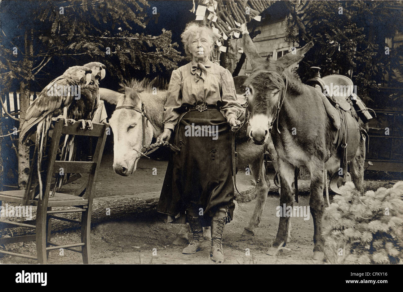 Vecchio Western Pioneer Donna & Serraglio Foto Stock