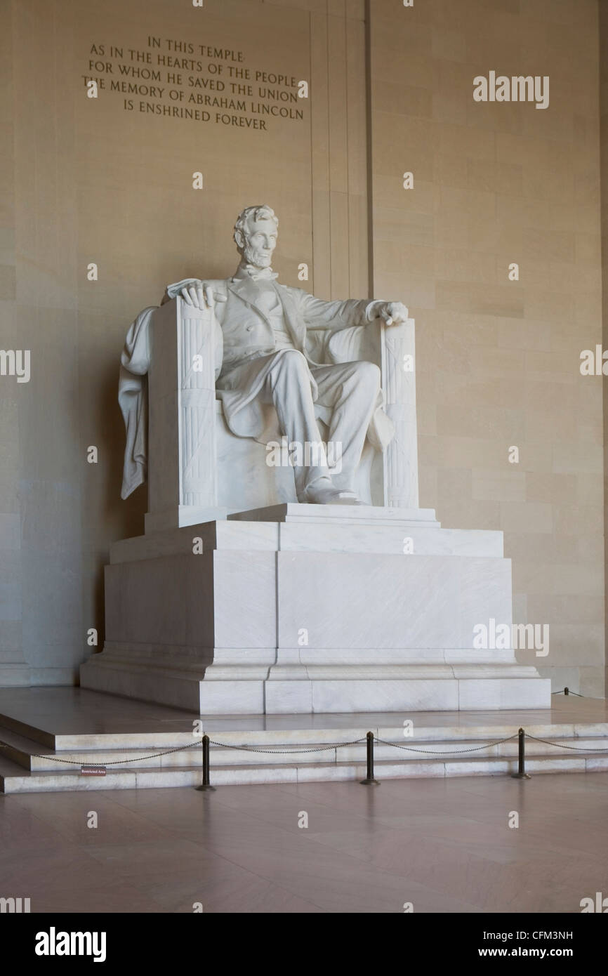 Stati Uniti d'America, Washington DC, Lincoln Memorial Sculpture Foto Stock