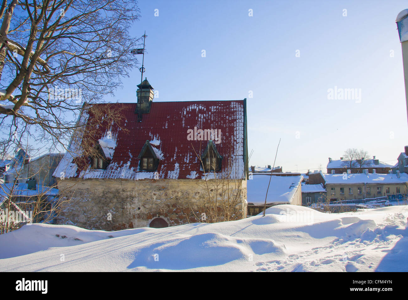 Russia, Vyborg, Viipuri, casa medioevale,Karjaportinkatu Foto Stock