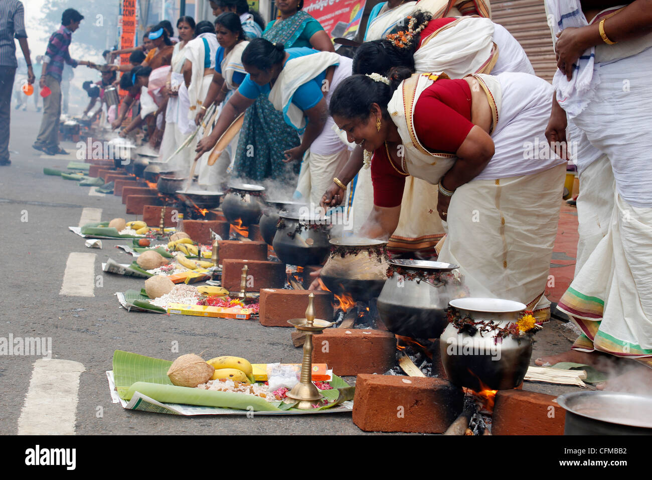 Scena da Attukal pongala festival, Trivandrum, India Foto Stock