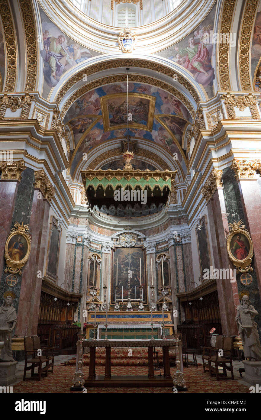 Interno Cattedrale di San Paolo a Mdina, Malta, Europa Foto Stock