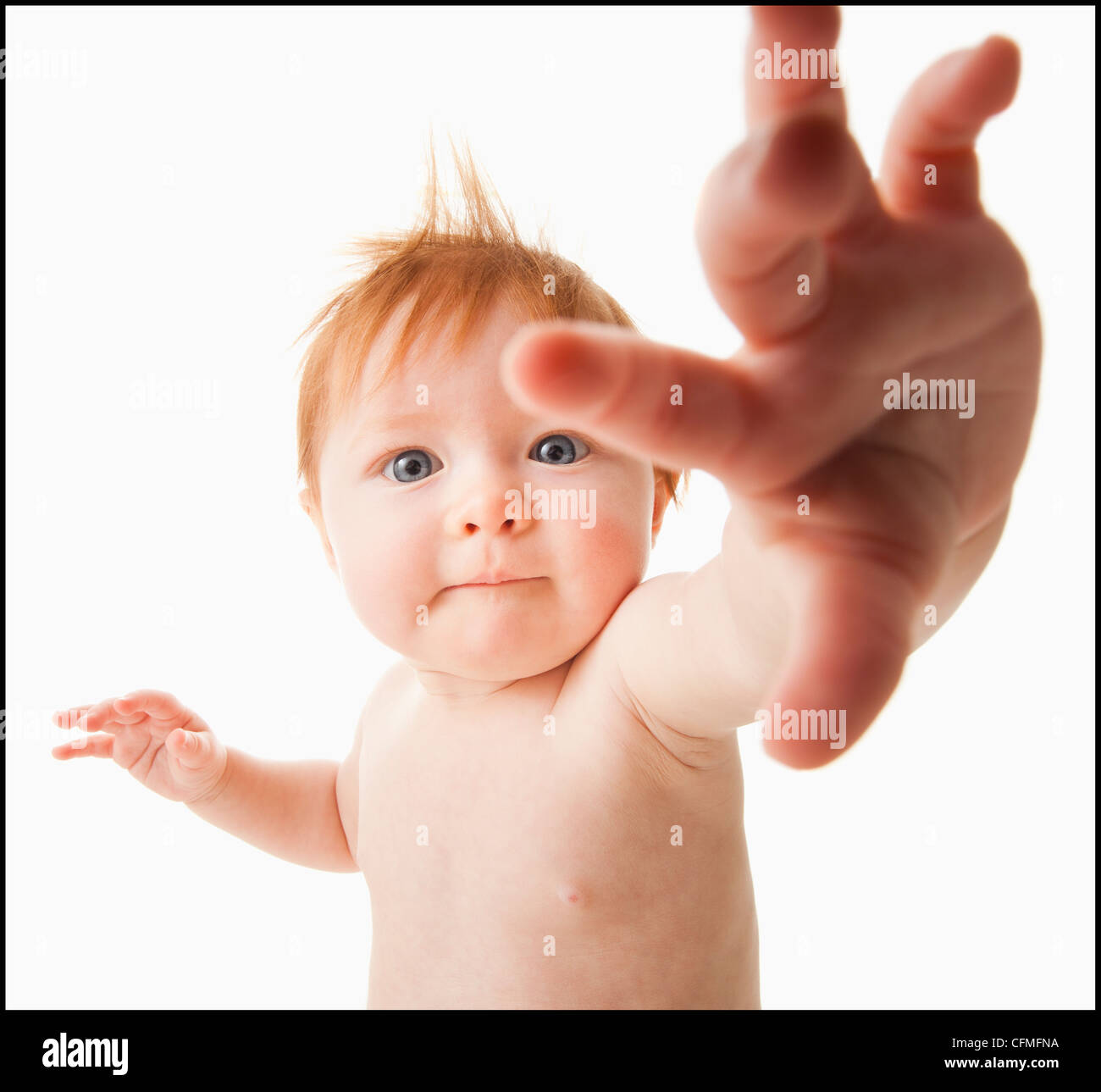 Ritratto di bambina (6-11 mesi), studio shot Foto Stock