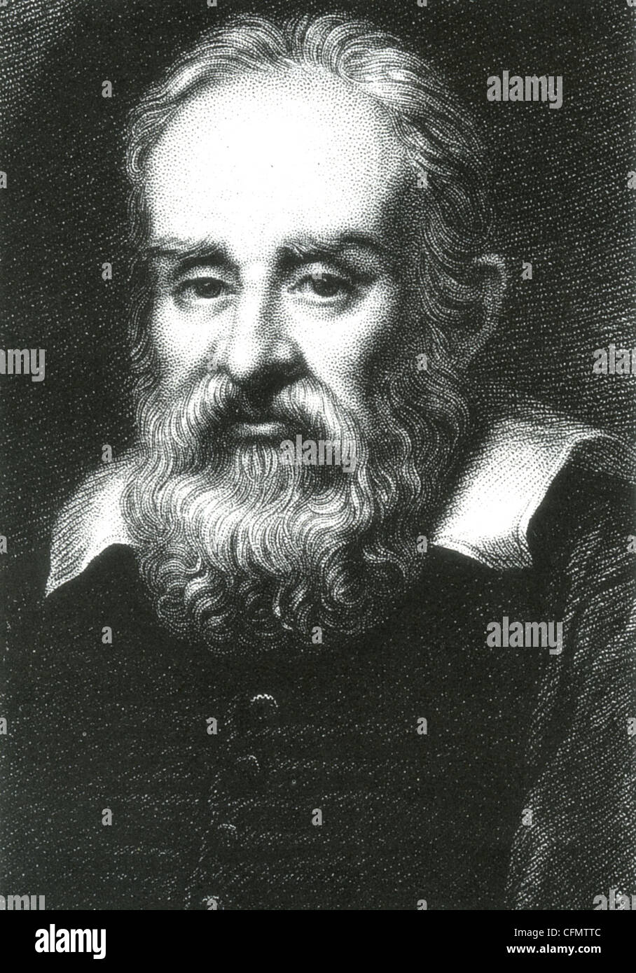GALILEO GALILEI (1564-1642) fisico italiano in una incisione sulla base di un 1636 dipinto da Justus Sustermans Foto Stock