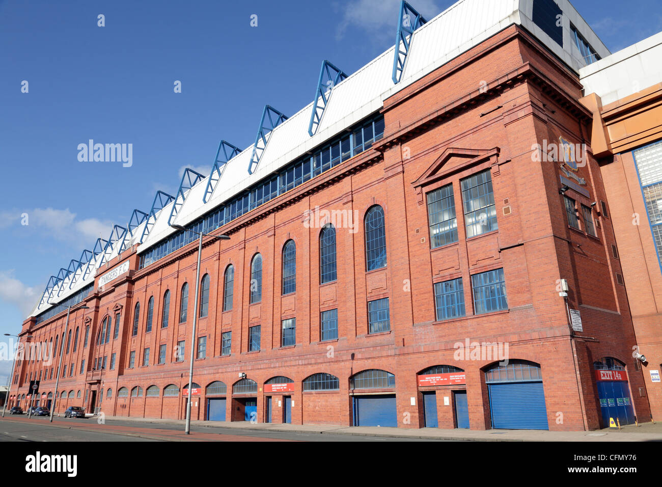 Ibrox Stadium, stand principale façade, sede del Glasgow Rangers Football Club, Edmiston Drive, Ibrox, Glasgow, Scozia, REGNO UNITO Foto Stock