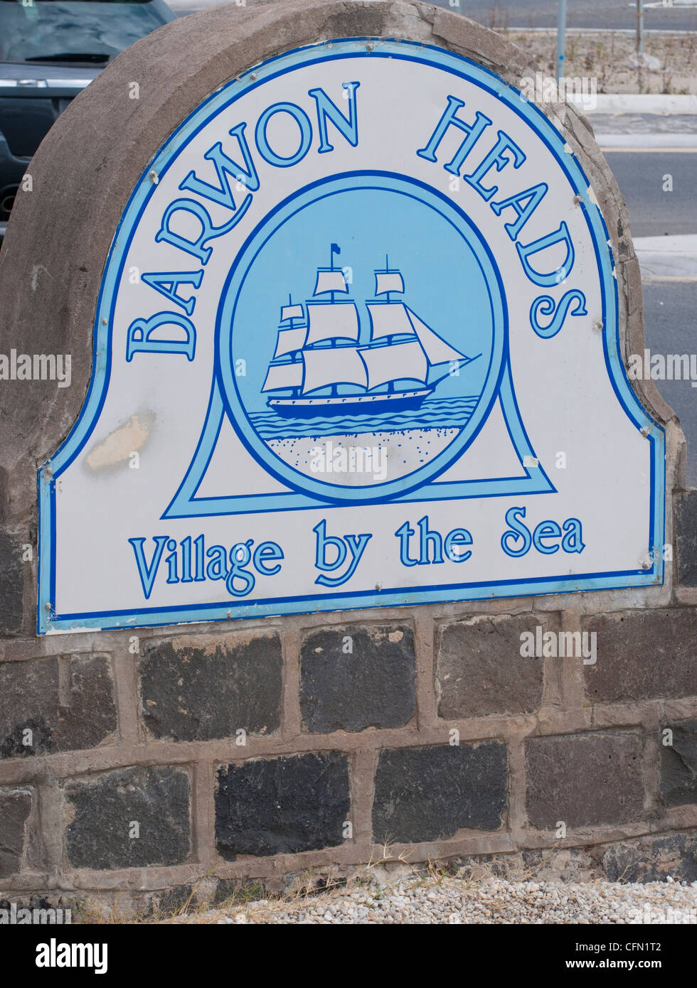 Segno di benvenuto di entrare nella città balneare di Barwon capi su Victoria la Penisola Bellarine Foto Stock