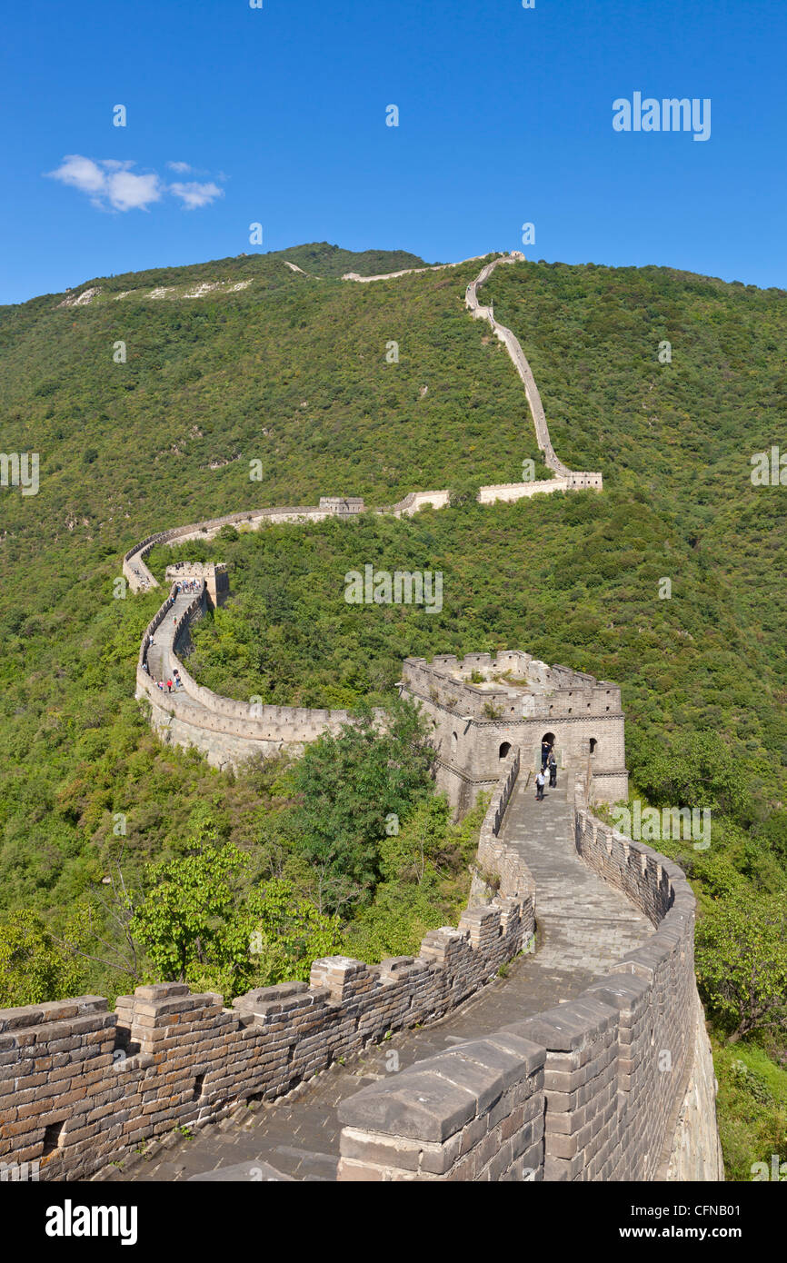 La Grande Muraglia della Cina, Sito Patrimonio Mondiale dell'UNESCO, Mutianyu, Distretto di Pechino, Cina, Asia Foto Stock