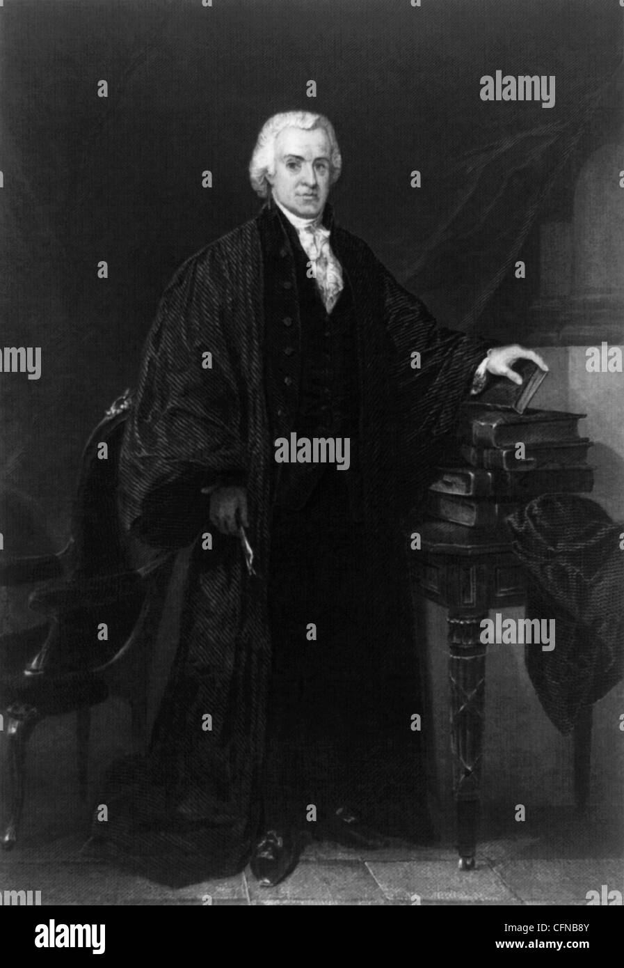 Vintage stampa Ritratto di statista americano e giudice Oliver Ellsworth (1745 - 1807) - il terzo noi Chief Justice (1796 - 1800). Foto Stock