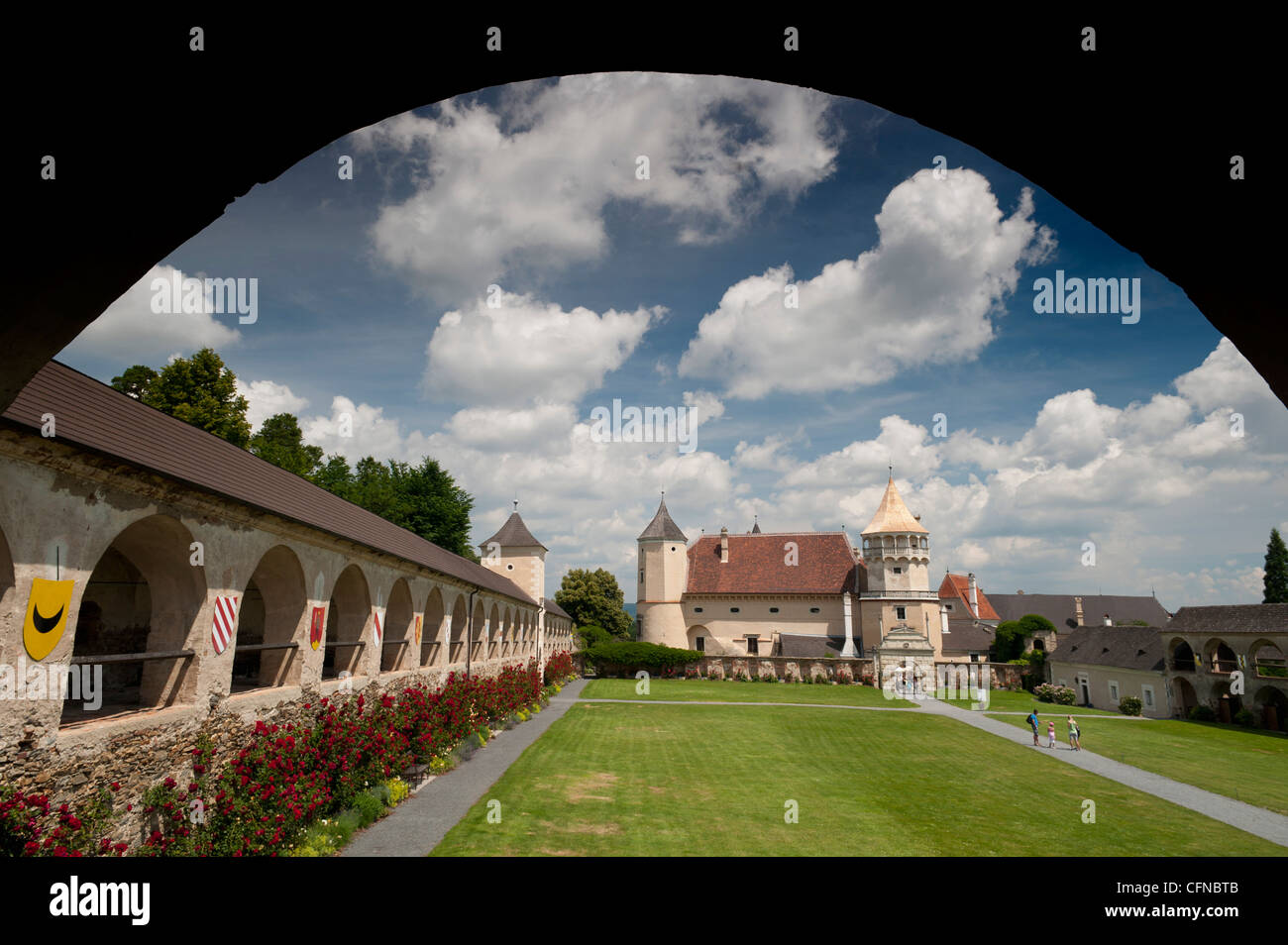 Il cortile rinascimentale di Rosenburg Castello Rosenburg, Niederosterreich, Austria, Europa Foto Stock