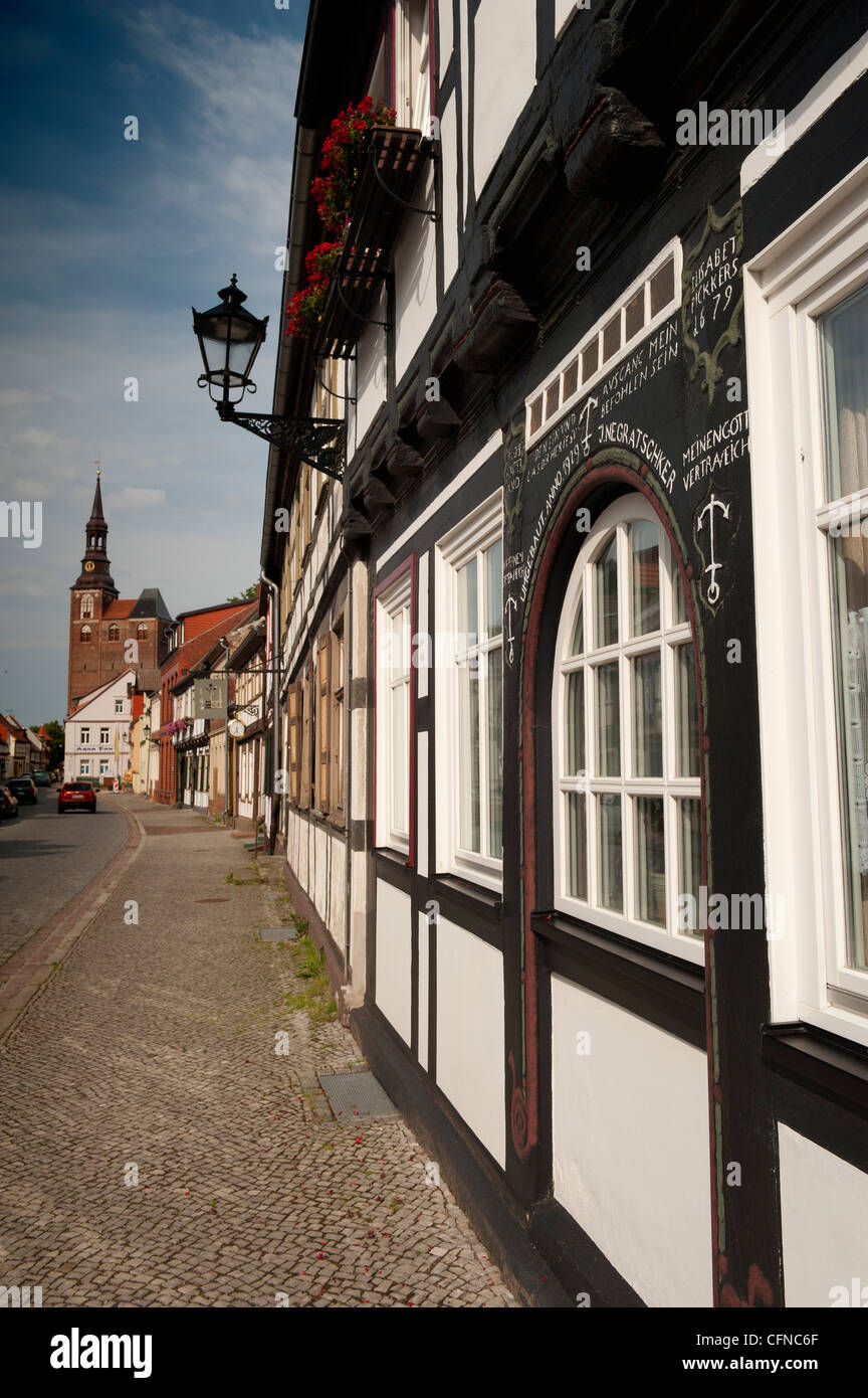 Storico in stile gotico le case borghesi, Sassonia-Anhalt, Germania, Europa Foto Stock