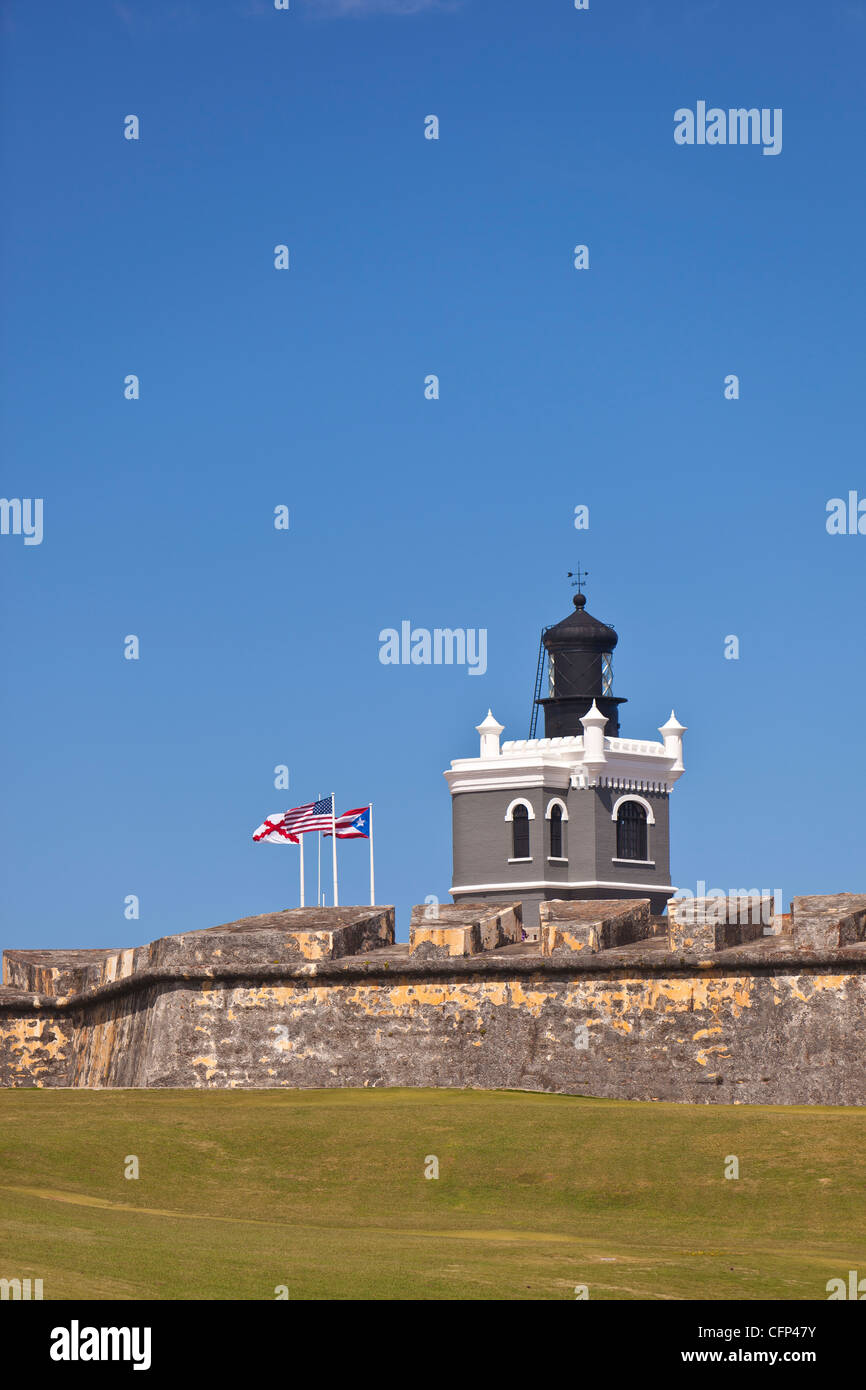 La vecchia San Juan, Puerto Rico - Castillo San Felipe del Morro, la storica fortezza. Foto Stock