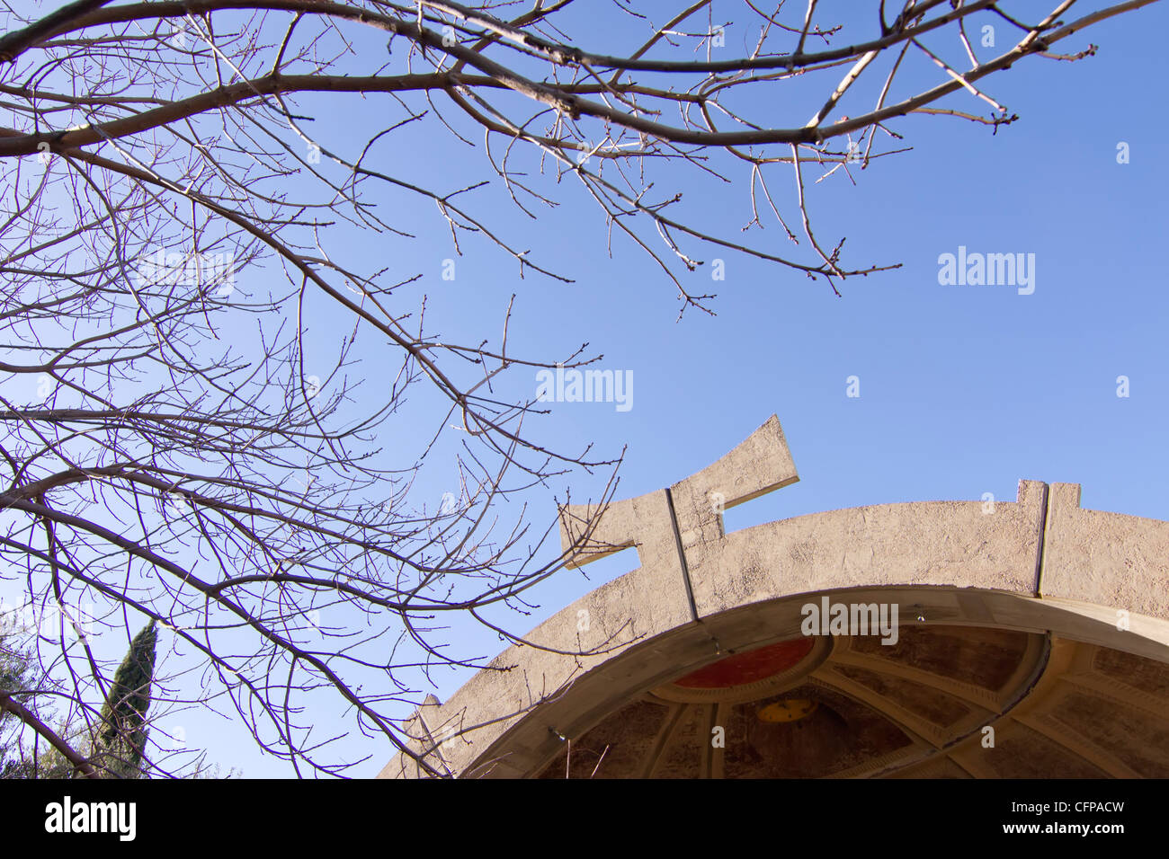 Arcosanti, una città sperimentale nel deserto dell'Arizona, costruita a incarnare Paolo Soleri del concetto di arcology. Foto Stock