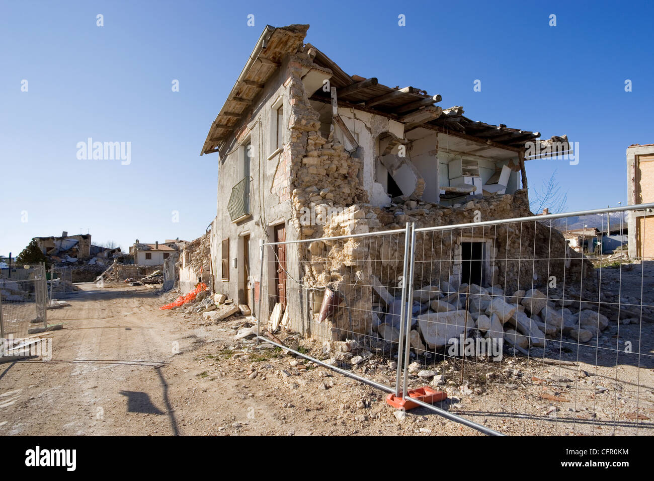 Villaggio di Onna, Italia. Epicentro del terremoto 2009 Foto Stock